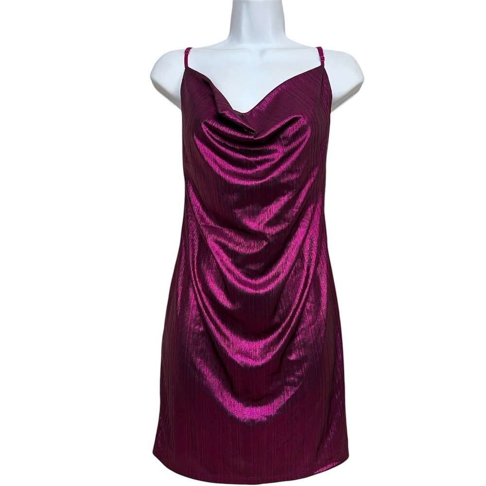Sincerly Jules Metallic Plum Slip Dress